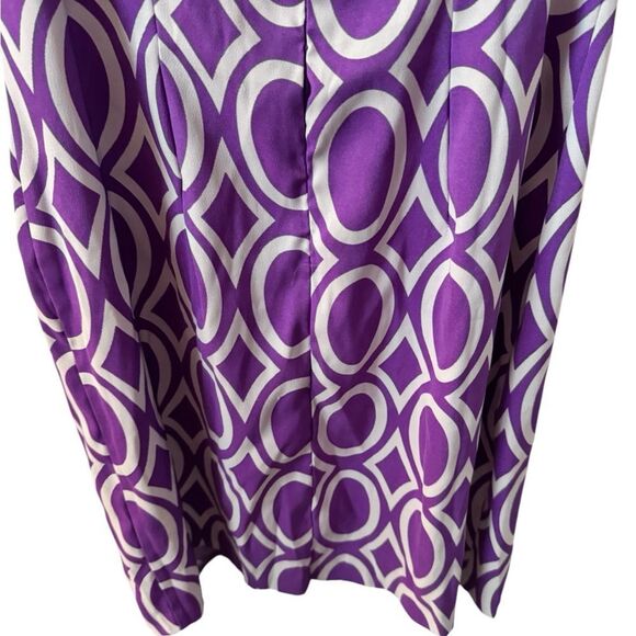 AGB Purple and White Diamond Pattern Sleeveless Zip Up Dress Size 10 - Picture 8 of 9